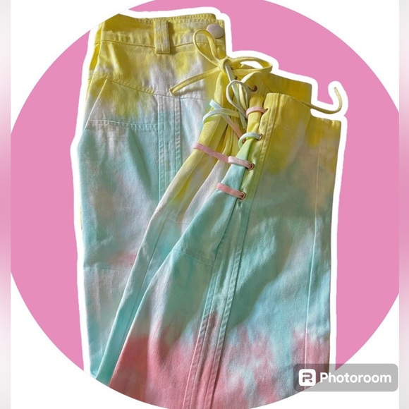 Love Shack Fancy (Jeans) Pants Tao (pastel) Radical Tie dye EUC - Picture 11 of 15